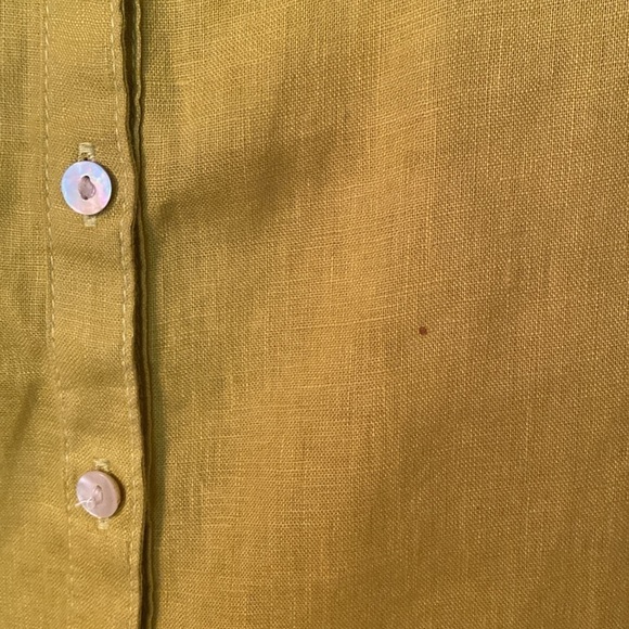 C&C California Linen Over Sized Lagenlook Mother of Pearl Shirt Chartreuse M - Picture 6 of 7